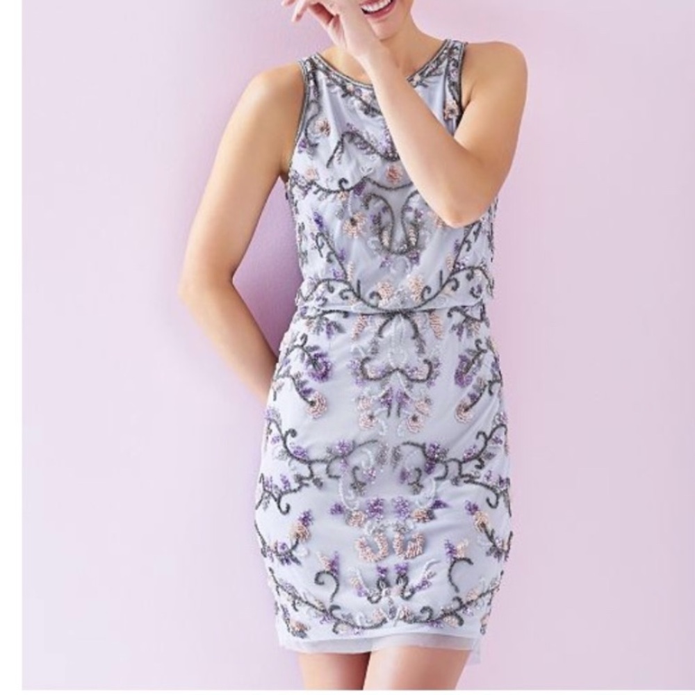 Adrianna Papell Beaded Floral Blouson Dress 2